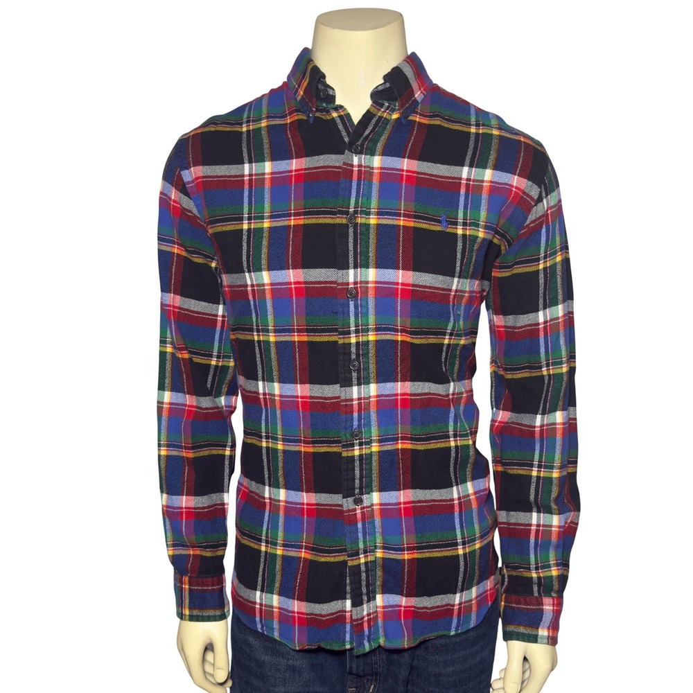 Ralph Lauren Plaid Flannel Shirt Mens L Multi Color‎ Excellent Custom Fit Pony